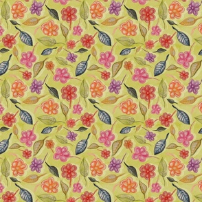 Spring flowers in happy lime green 