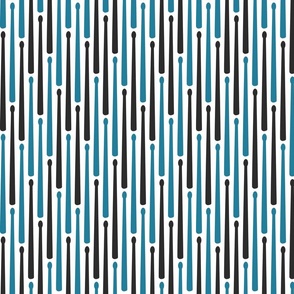 Drumstick Stripe - Black & Blue on White Medium