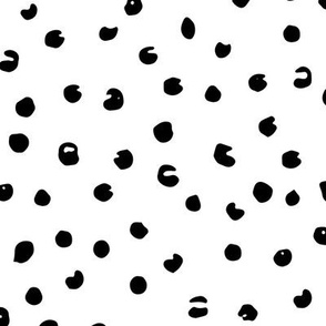 Tracks / medium / black and white abstract and playful dotted pattern 