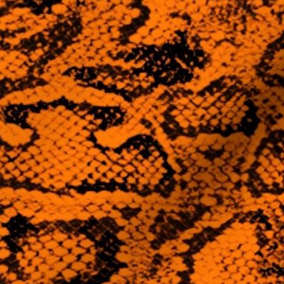 Orange Snakeskin Leather