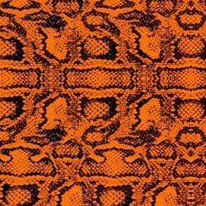 Orange Snakeskin Leather