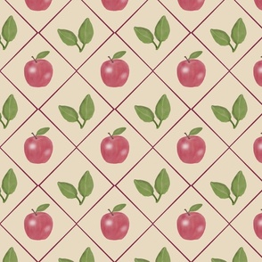Vintage Watercolor Apples & Leaves