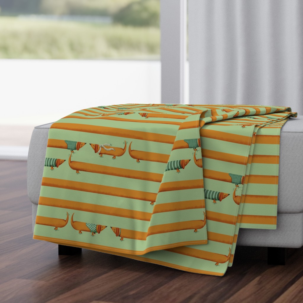 dachshund stripes - big scale -  green 