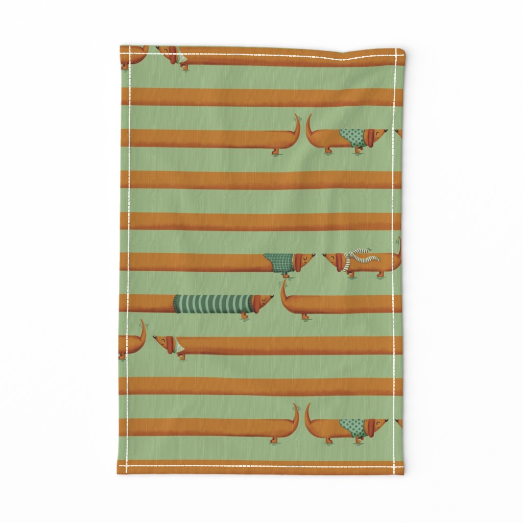 dachshund stripes - big scale -  green 