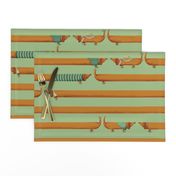 dachshund stripes - big scale -  green 