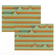 dachshund stripes - big scale -  green 