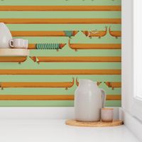 dachshund stripes - big scale -  green 