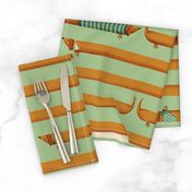 dachshund stripes - big scale -  green 