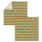 dachshund stripes - big scale -  green 