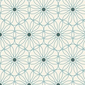 Terrace (MidMod Peacock on Eggshell) || geometric flowers