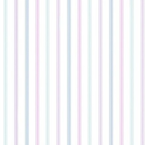 Stripes Ticking // Pink, Purple, Blue, and Cyan on White Background