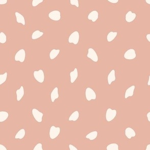 Medium Baby Puffin Dimple Polk Dot with Salmon Pink Background