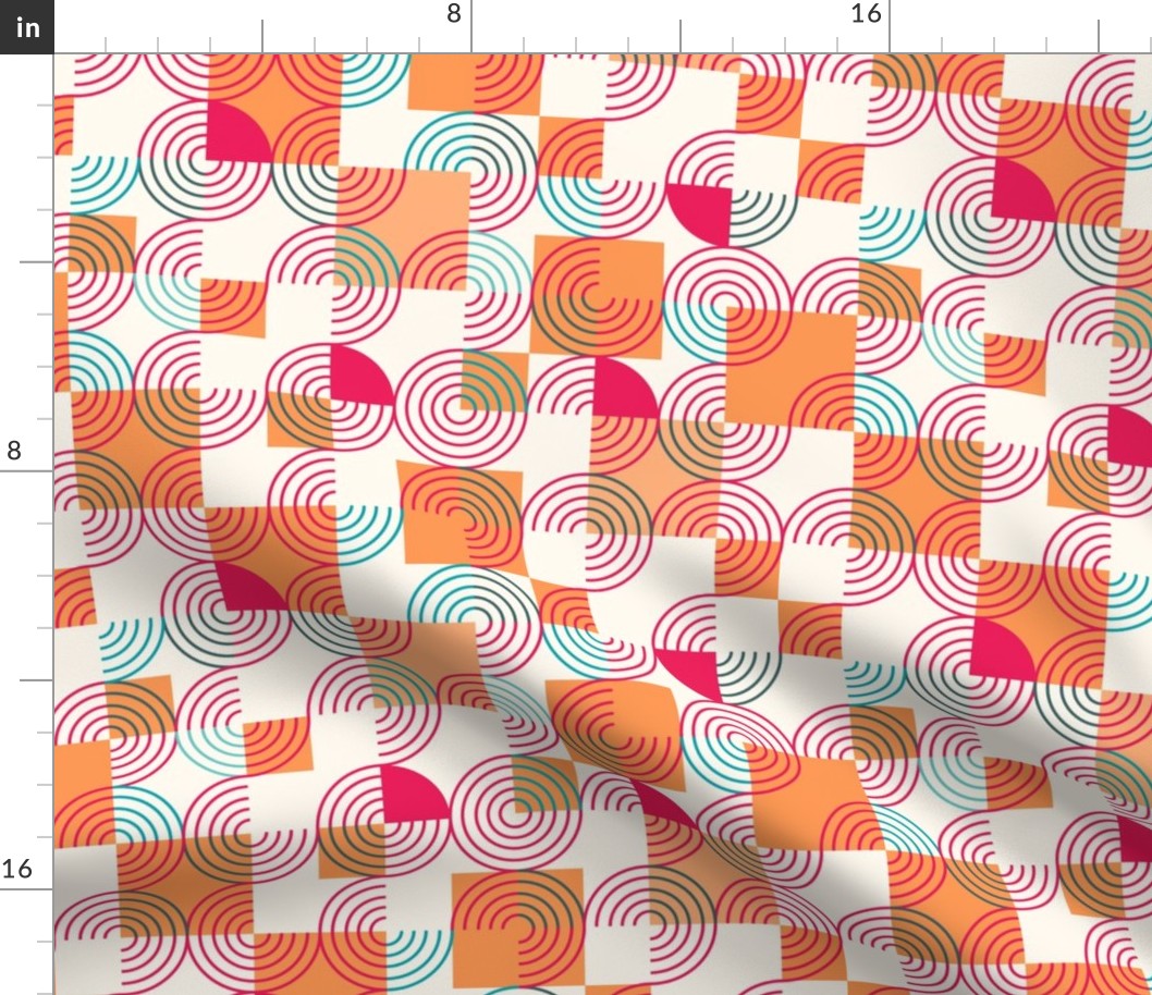 Summer Checkers - orange red teal // Large