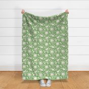 Rainforest Flora & Fauna Cream on Leaf Green by Brittanylane