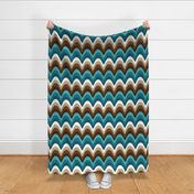 Beachy Wave Stripes // Ocean Blue, Caribbean Blue, Turquoise Blue, Khaki, Chocolate Brown, Dark Brown and White // 344 DPI