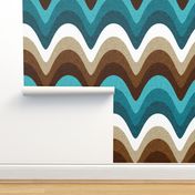 Beachy Wave Stripes // Ocean Blue, Caribbean Blue, Turquoise Blue, Khaki, Chocolate Brown, Dark Brown and White // 344 DPI