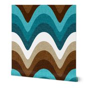 Beachy Wave Stripes // Ocean Blue, Caribbean Blue, Turquoise Blue, Khaki, Chocolate Brown, Dark Brown and White // 344 DPI