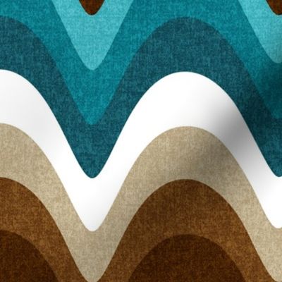 Beachy Wave Stripes // Ocean Blue, Caribbean Blue, Turquoise Blue, Khaki, Chocolate Brown, Dark Brown and White // 344 DPI