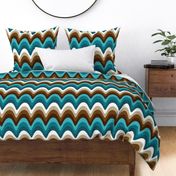 Beachy Wave Stripes // Ocean Blue, Caribbean Blue, Turquoise Blue, Khaki, Chocolate Brown, Dark Brown and White // 344 DPI