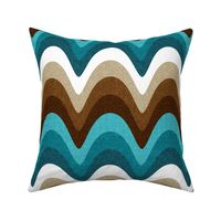 Beachy Wave Stripes // Ocean Blue, Caribbean Blue, Turquoise Blue, Khaki, Chocolate Brown, Dark Brown and White // 344 DPI