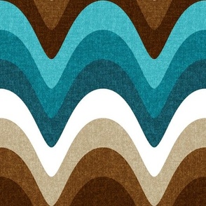 Beachy Wave Stripes // Ocean Blue, Caribbean Blue, Turquoise Blue, Khaki, Chocolate Brown, Dark Brown and White // 344 DPI