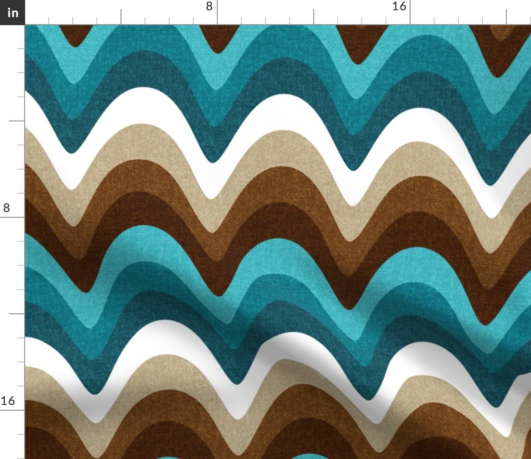 Beachy Wave Stripes // Ocean Blue, Caribbean Blue, Turquoise Blue, Khaki, Chocolate Brown, Dark Brown and White // 344 DPI