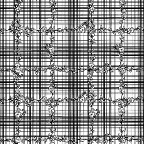 Trellis Plaid in Bloom- Black and White