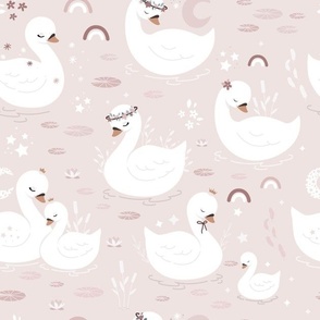 Little swans on pink
