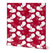 Granny's Rose Trellis - white on ruby red, medium to large 