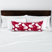 Granny's Rose Trellis - white on ruby red, medium to large 