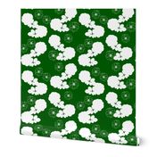 Granny's Rose Trellis - white on emerald green, medium to large 