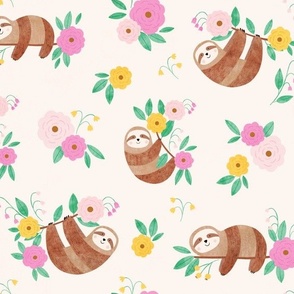 Blooming sloths in beige