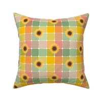 Sunflower rainbow  check gingham | Small scale 5.5inch repeat