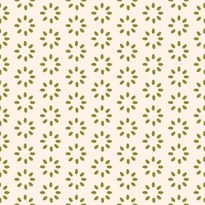 1" Motif XSmall / Anther Circles / Khaki Green on Cream (g)