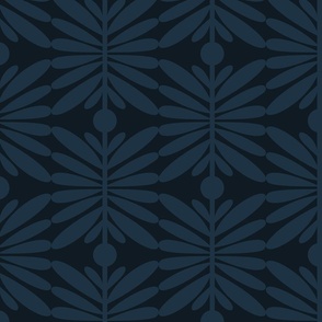6" Motif Large / Leaf Dot Stripe / Navy Blue (a)