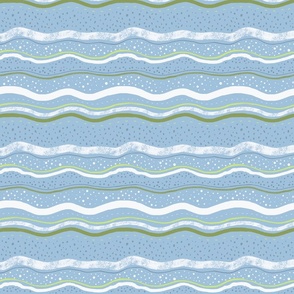 Geological Layers - stripes and spots in blue, white and green