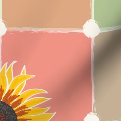 Sunflower Rainbow Check | Multicolour Jumbo Large Scale  24inch 