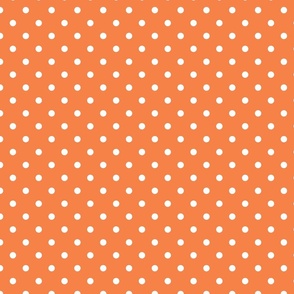 Polka Dots in White on Orange  