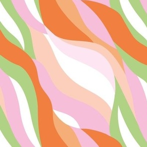 Groovy Swirls - Retro style nineties vs seventies vibes vintage abstract organic shapes design orange pink green blush bright colorful palette 