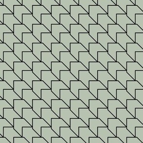 The Minimalist - Geometric abstract texture houndstooth arrow chevron design modern retro pop art black on sage green mint