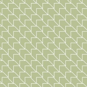 The Minimalist - Geometric abstract texture houndstooth arrow chevron design modern retro pop art white on matcha green