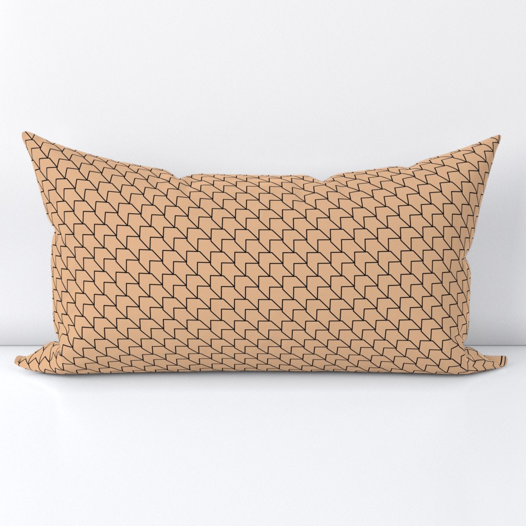 The Minimalist - Geometric abstract texture houndstooth arrow chevron design modern retro pop art black on peach blush