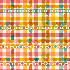 Rainbow Scallop Gingham - large