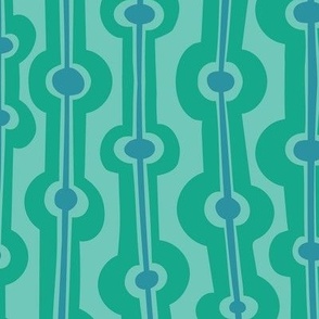 Seaweed stripes - sky blue and sea green on pale mint - large scale