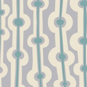 Seaweed stripes - sky blue and cream on fog pale blue - large scale