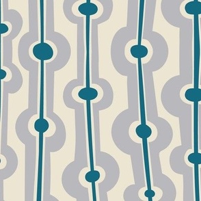 Seaweed stripes - teal and fog on cream - large scale