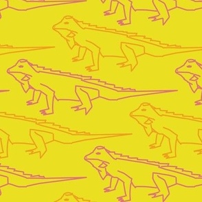 Optimistic Iguanas on a bright sunny yellow background