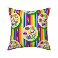 Reworked Classics - Fiesta Rainbow Stripes with Twirling Polka Dot Dancers - Aerial View