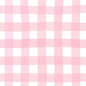 Watercolor lemonade pink gingham, pink and white shabby chic, vintage farmhousem, pinkish wallpaper  M
