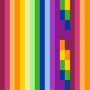 Fiesta Stripes and Pixels aka Mexican Serape - One Inch Wide Stripes